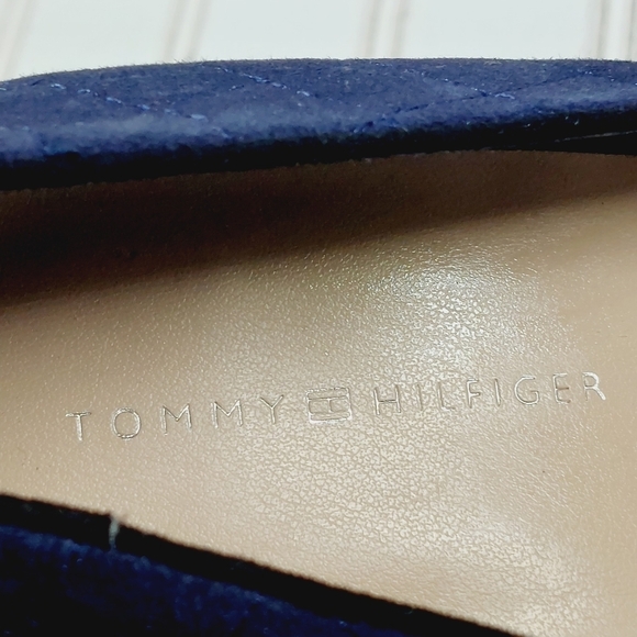 Tommy Hilfiger Violin Navy Blue Black Block Heel Pointy Toe Heels K994 - Picture 9 of 12